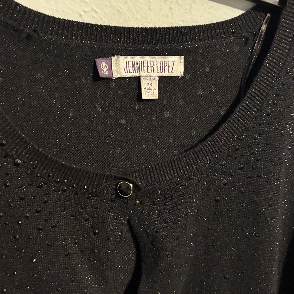 Jennifer Lopez Black Button sweater3/4 - Picture 2 of 7